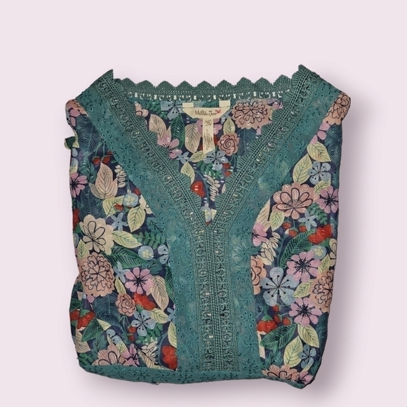 Matilda Jane Top Floral Lace Blouse Women's Size M Blue Green Pink Multi - Picture 9 of 12